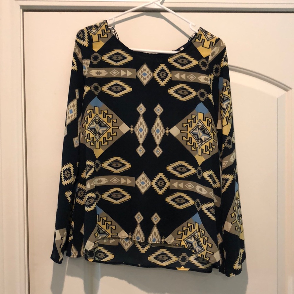 Blue/Gold Pattern Top